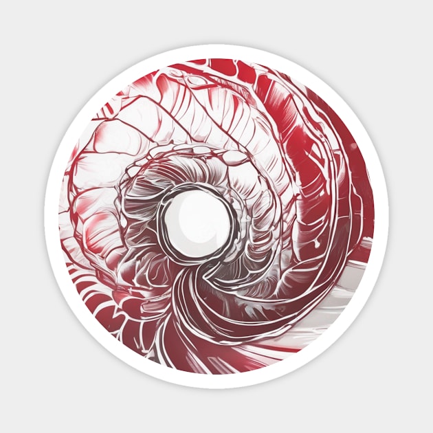 Mesmerizing Red Nautilus Shell Illustration No. 759 Magnet by cornelliusy